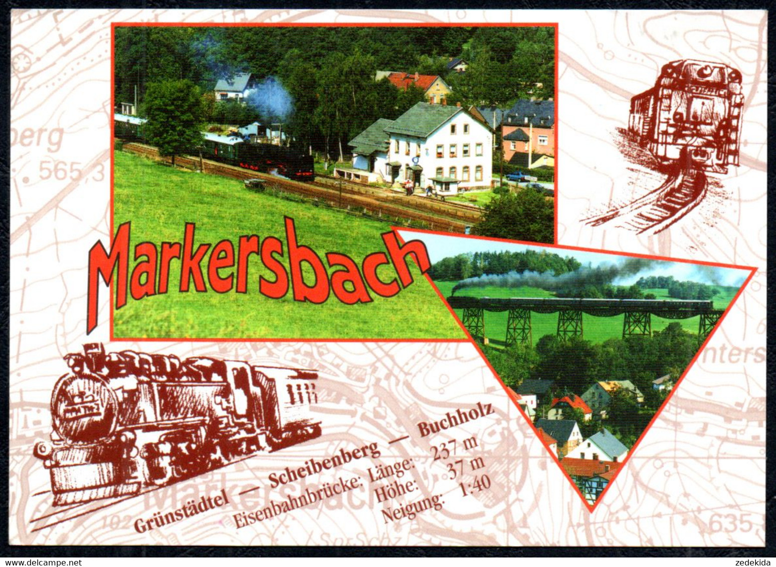E7605 - Markersbach Eisenbahn Dampflok Bahnhof - Markersbach
