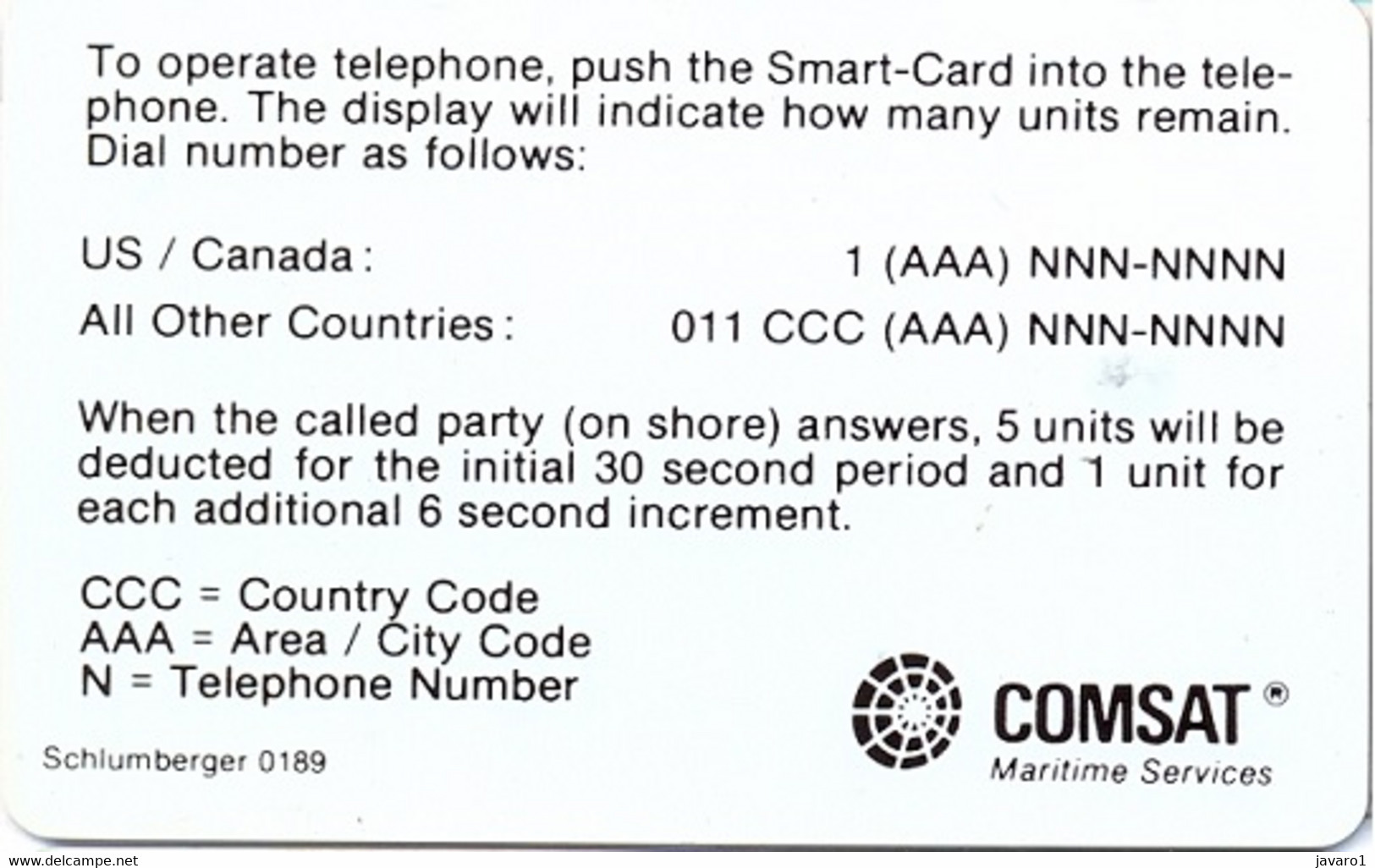 COMSAT : COM03 150u COMSAT SI-4 (ctrl 0189) MINT - Cartes à Puce