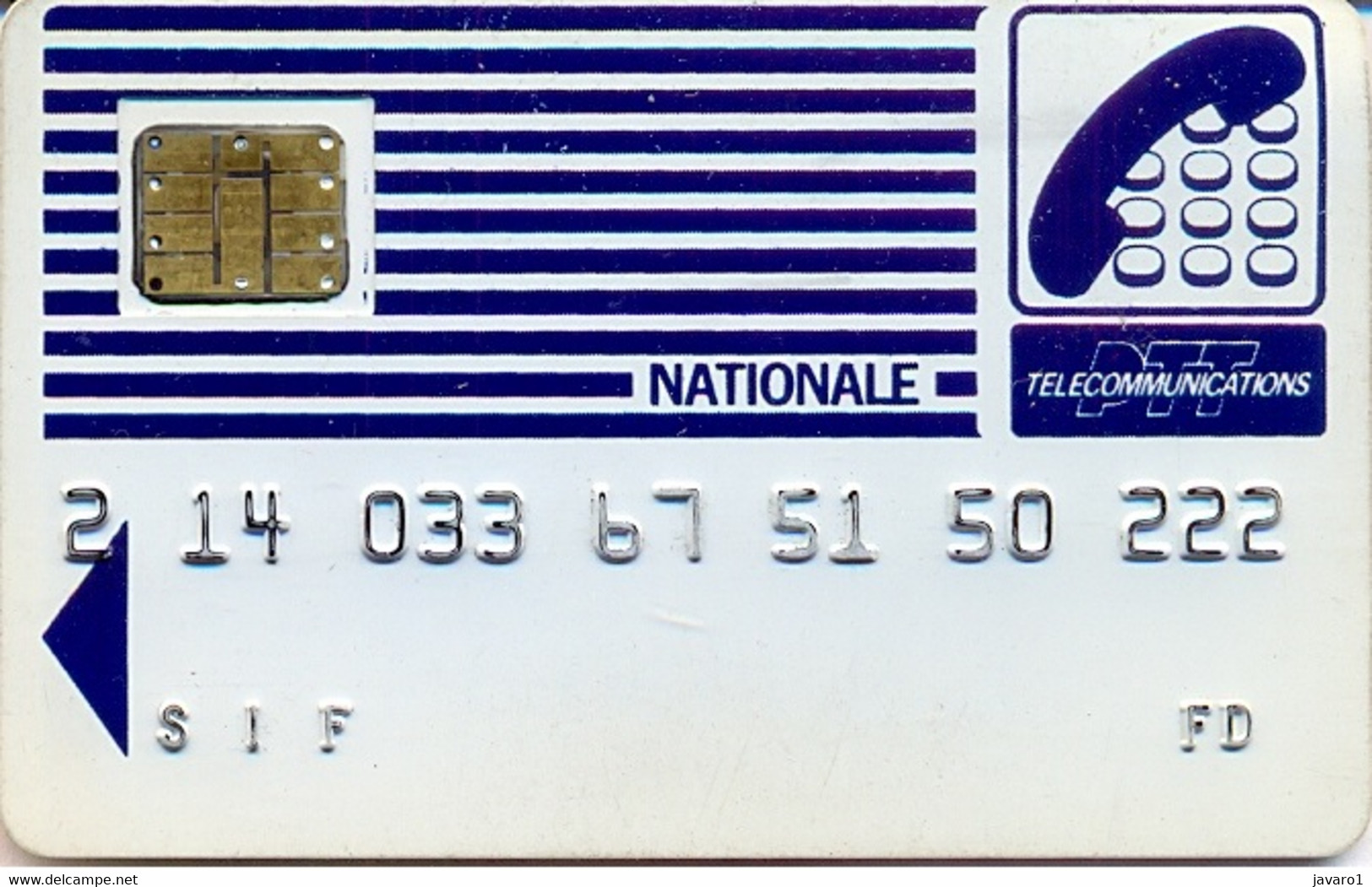 FRANCE : FRA04 NATIONALE SC-2 PTT Logo USED -  Cartes Pastel   