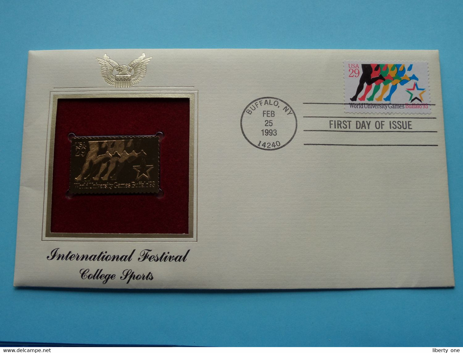 INTERNATIONAL FESTIVAL - COLLEGE SPORTS ( 22kt Gold Stamp Replica ) First Day Of Issue 1993 > USA ! - 1991-2000