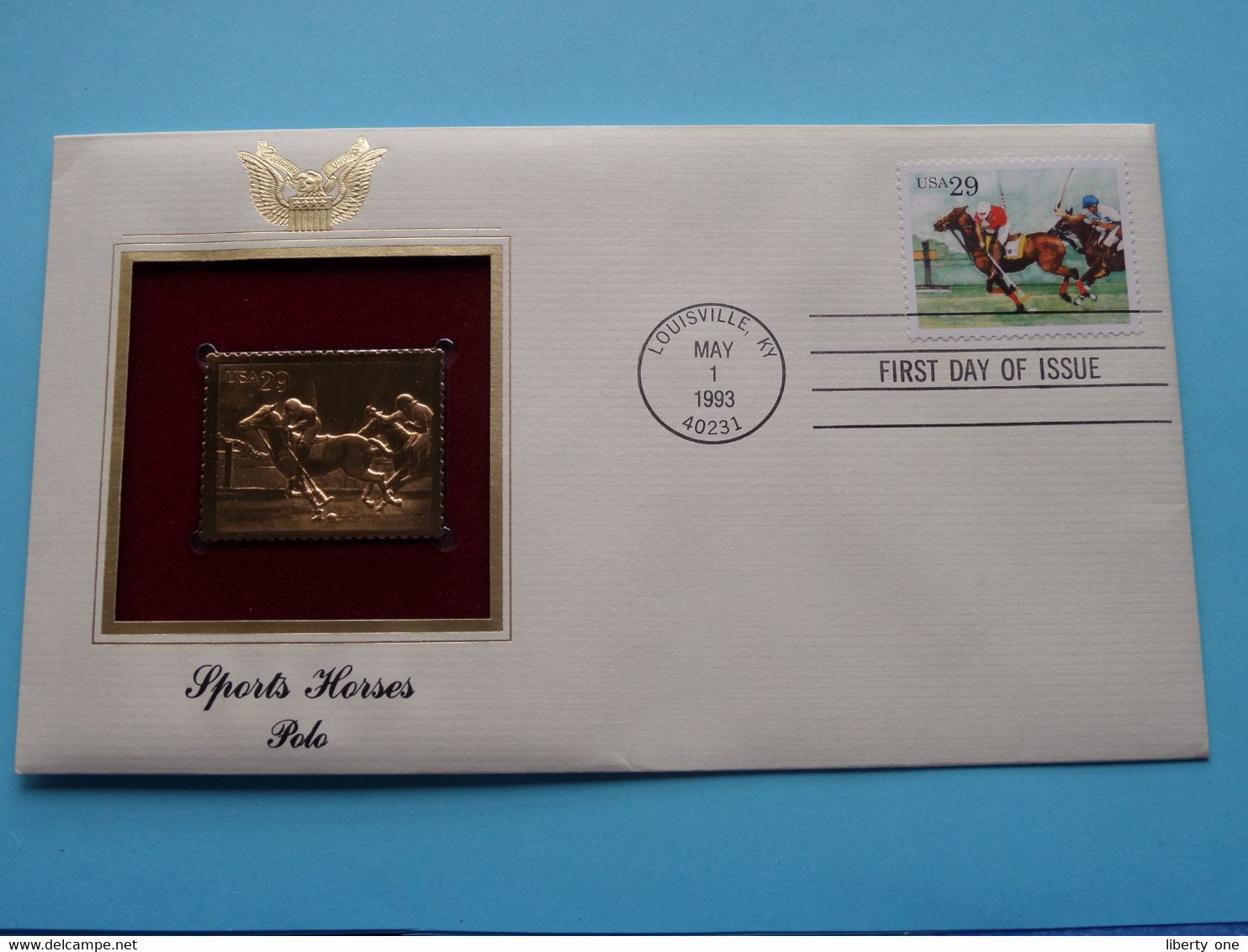 SPORTS HORSES - POLO ( 22kt Gold Stamp Replica ) First Day Of Issue 1993 > USA ! - 1991-2000