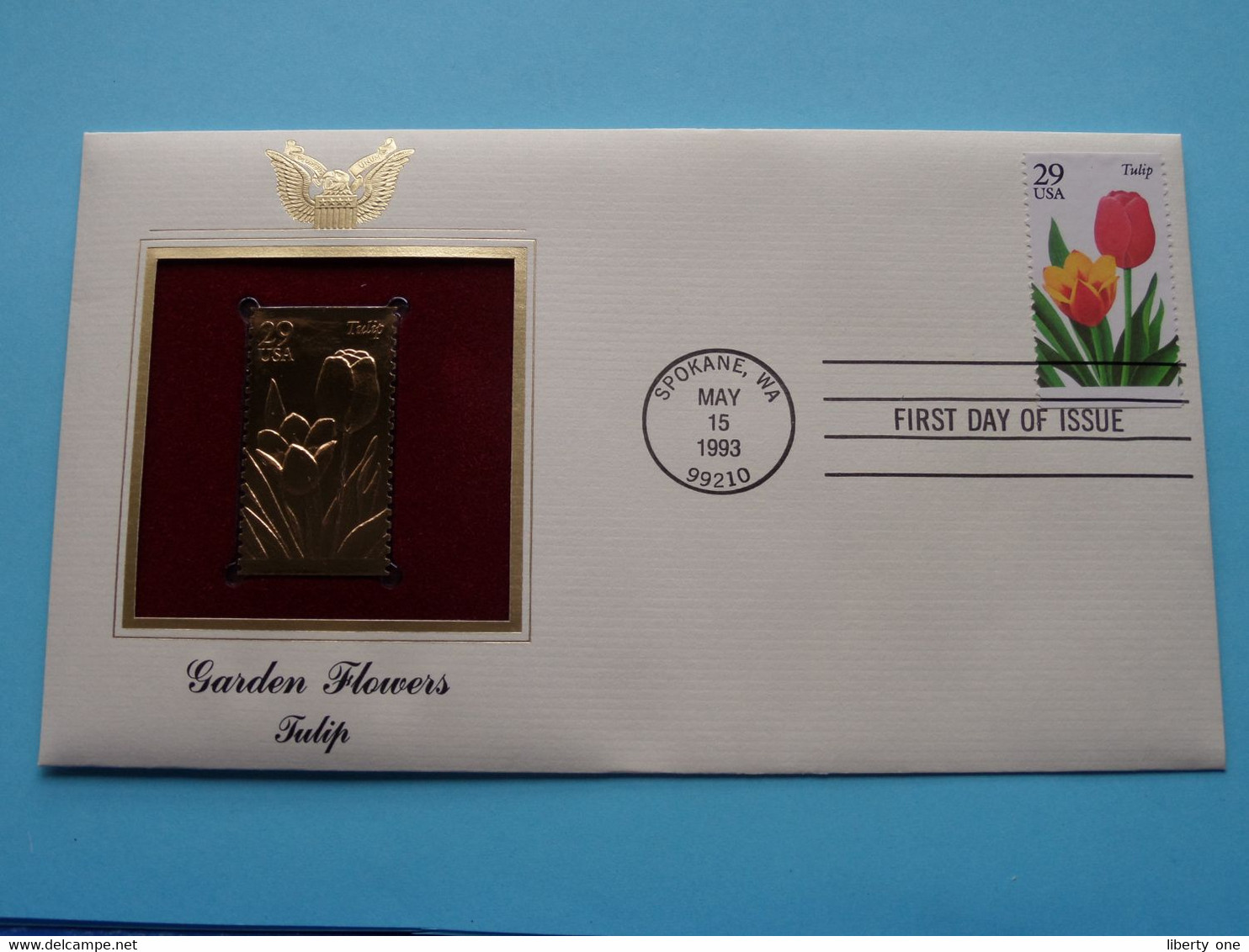 GARDEN FLOWERS - TULIP ( 22kt Gold Stamp Replica ) First Day Of Issue 1993 > USA ! - 1991-2000