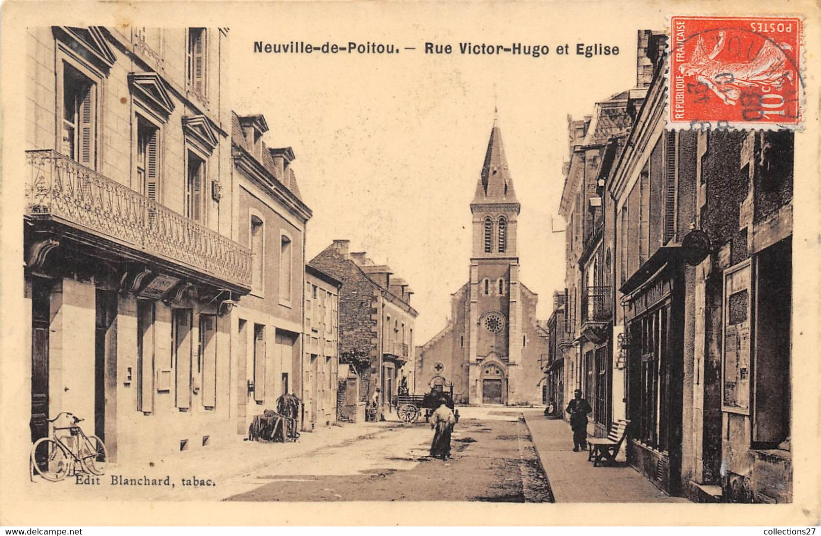 86-NEUVILLE-DU-POITOU- RUE VICTOR-HUGO ET EGLISE - Neuville En Poitou