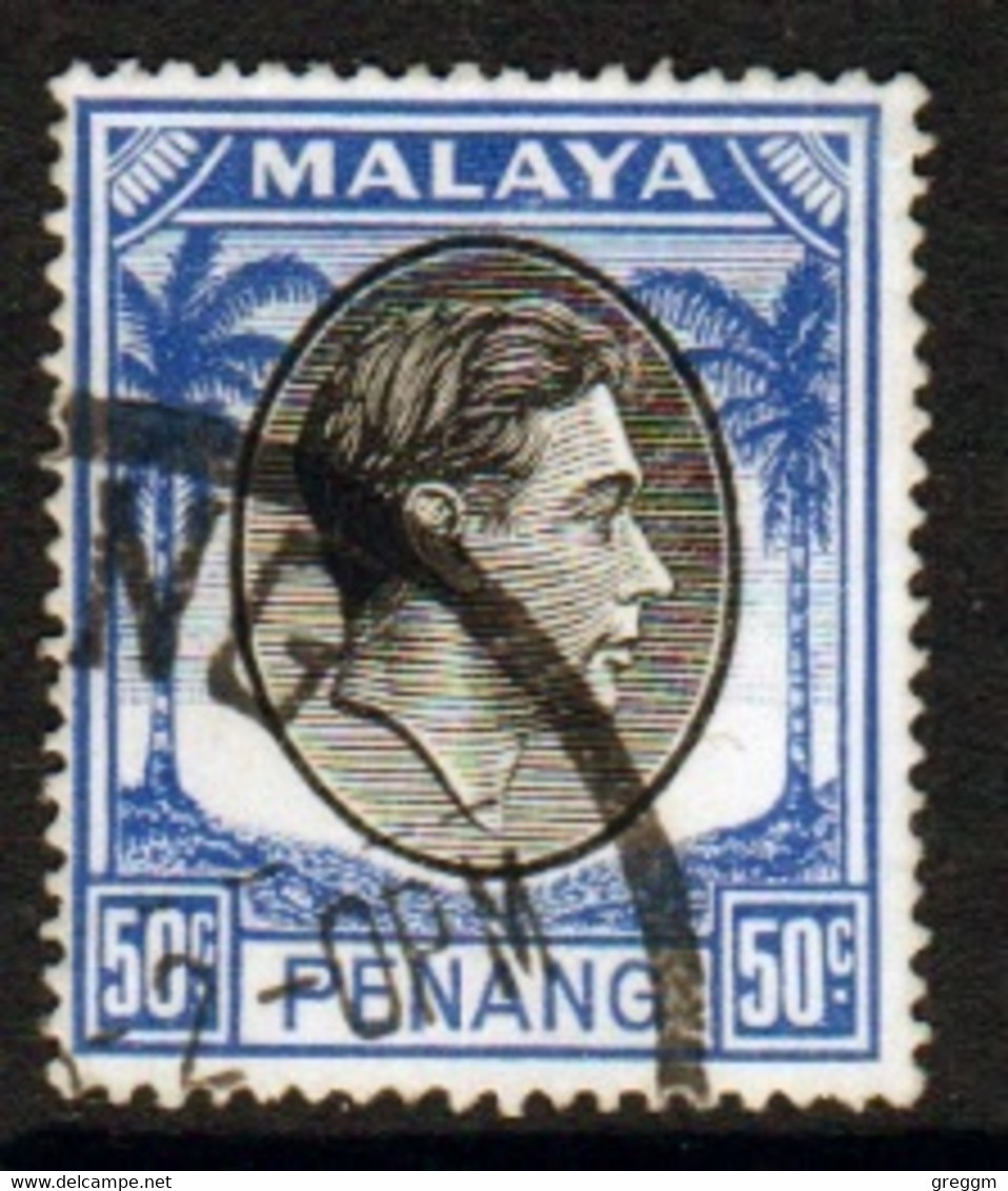 Malaya Penang 1949 George VI Single 50c Definitive Stamp In Fine Used - Penang