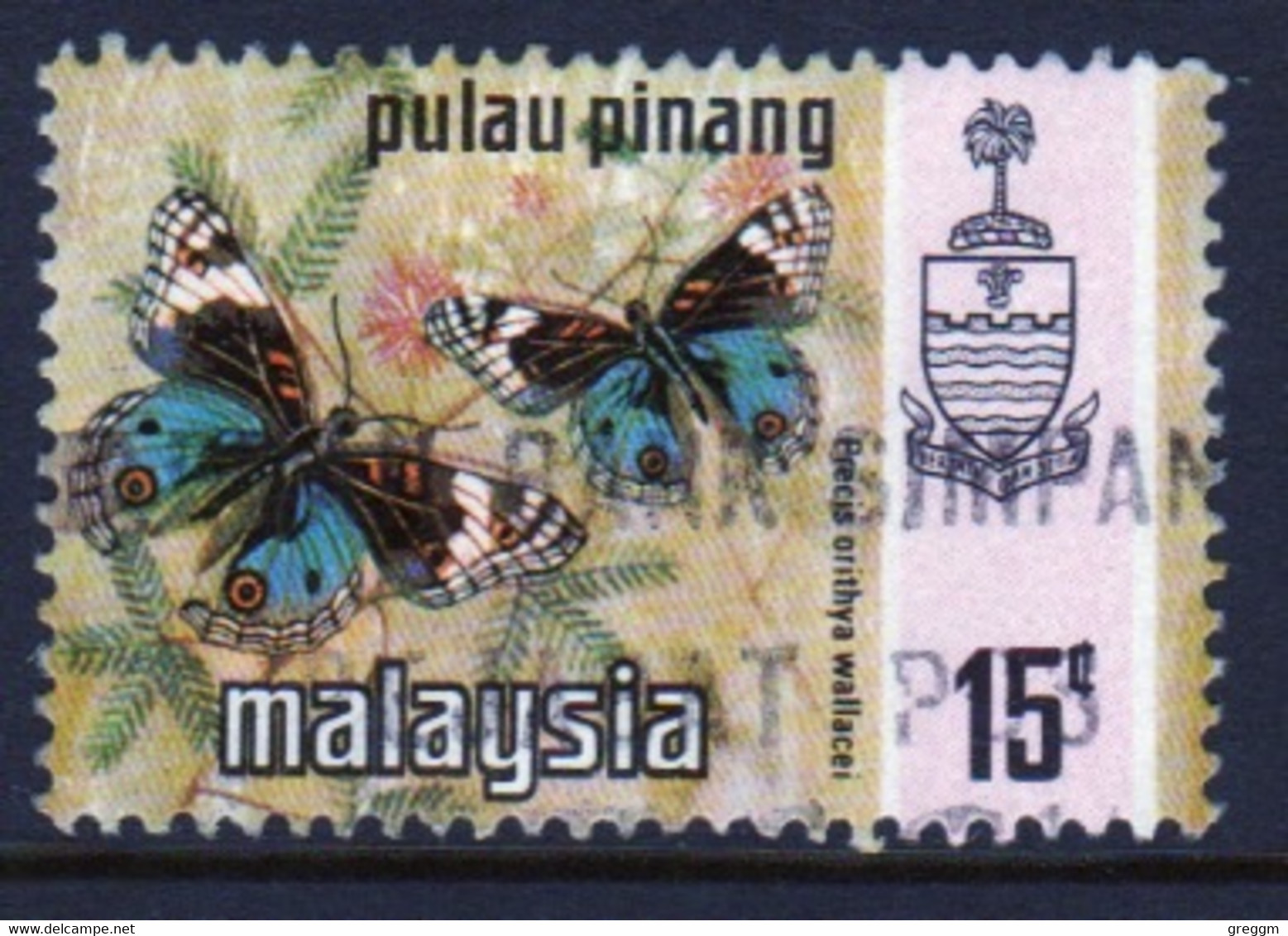 Malaya Penang 1971 Queen Elizabeth II Single 15c Stamp From The Butterflies Set In Fine Used - Penang