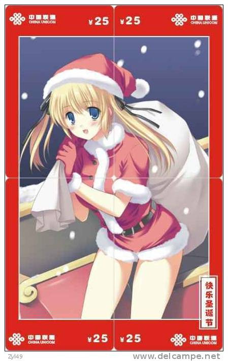C03072 China phone cards Christmas Sexy girl puzzle 48pcs