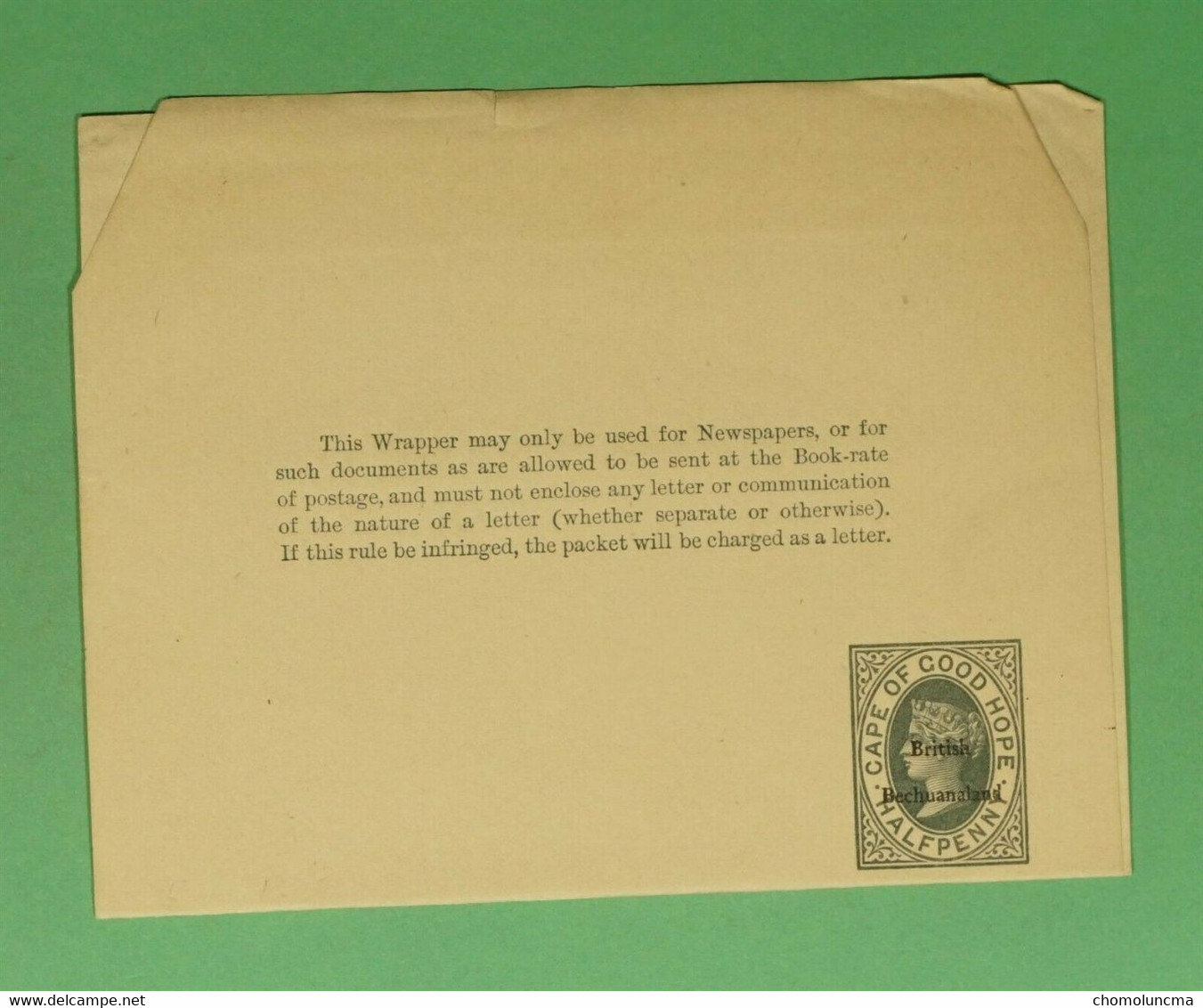 BRITISH BECHUANALAND QUEEN VICTORIA NEWSPAPER WRAPPER OVPTED IN BLACK ON CAPE GH Bande De Journaux - 1885-1895 Colonie Britannique