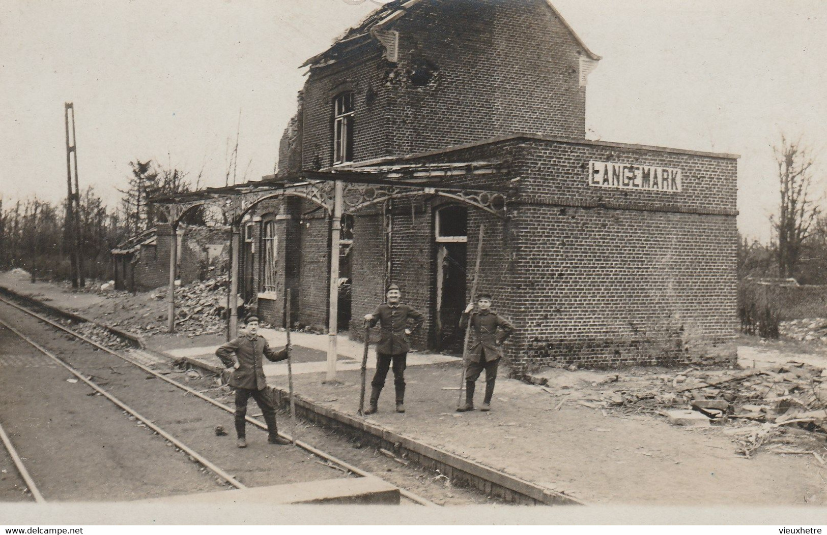 LANGEMARK  Gare Bahnhof Trein Statie  Photo Kaart  WW1 - Langemark-Poelkapelle