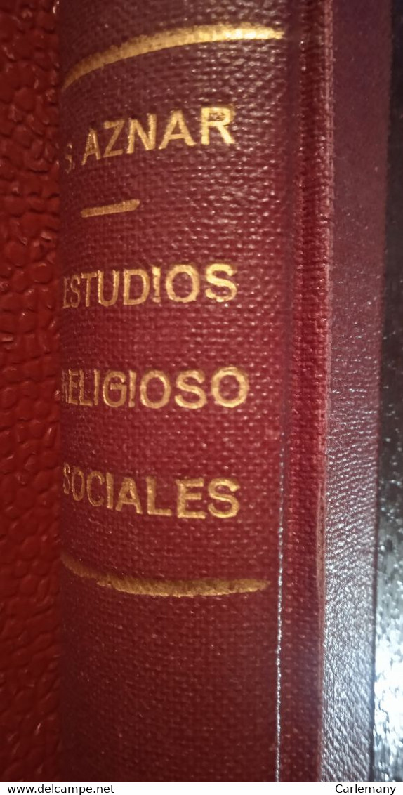 LIBRO ESTUDIOS RELIGIOSOS SOCIALES De S.Aznar 1949 NUEVO ENCUADERNADO - Philosophie & Religion