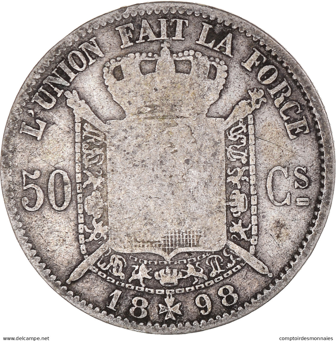 Monnaie, Belgique, Leopold II, 50 Centimes, 1898, Bruxelles, TB, Argent, KM:26 - 50 Cents