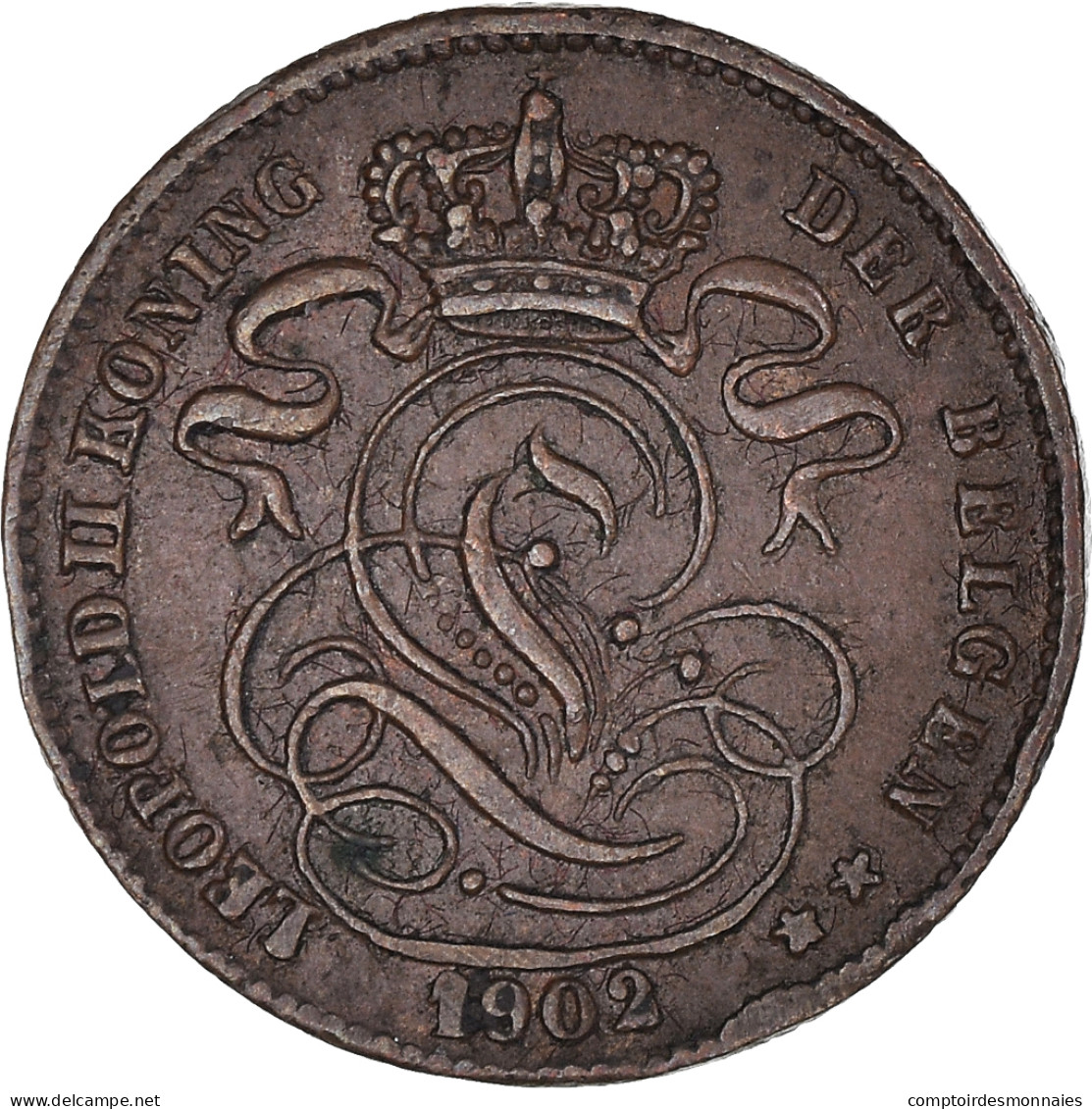 Belgique, Leopold II, Centime, 1902, Bruxelles, TTB, Cuivre, KM:34.1 - 1 Centime