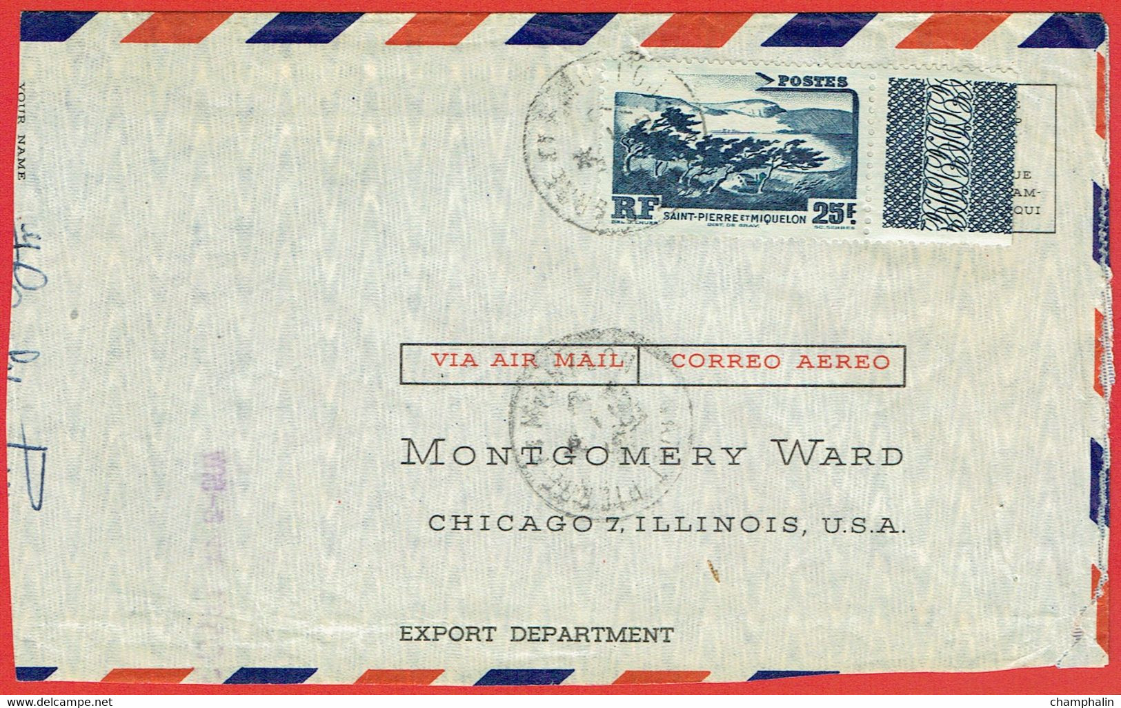 ESC De Saint-Pierre Et Miquelon (975) Pour Chicago (USA) - CAD 6 Février 1964 - Timbre 25F YT 343 - Covers & Documents