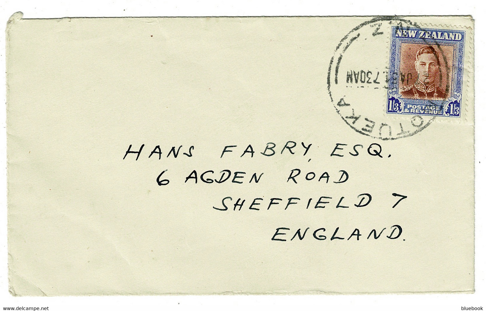 Ref 1544 - 1951 KGVI Cover Motueka New Zealand 1s3d Rate To Sheffield UK - Briefe U. Dokumente