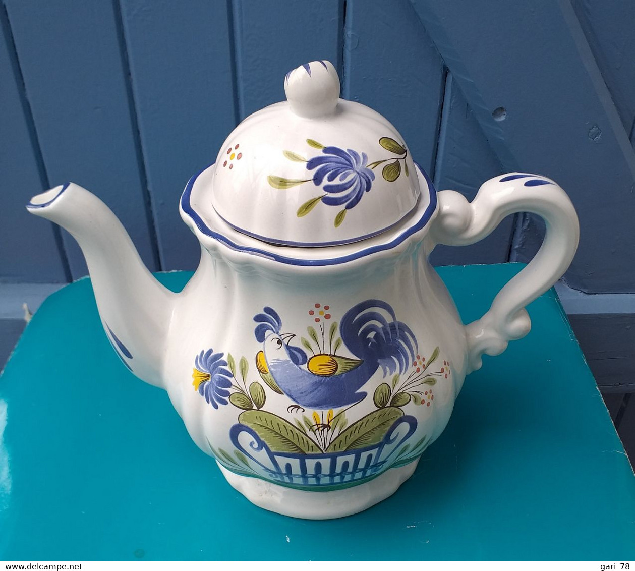 Cafetière KG LUNEVILLE Modèle CHANTECLERC, Oiseau Bleu (coq) - Lunéville (FRA)