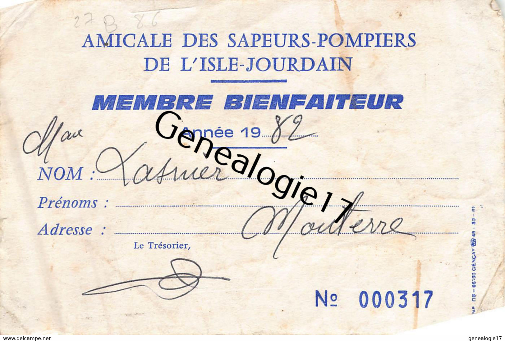 86 1806A L ISLE JOURDAIN L'isle VIENNE 1982 POMPIER - Amicale Des Sapeur Pompiers - Pompiers