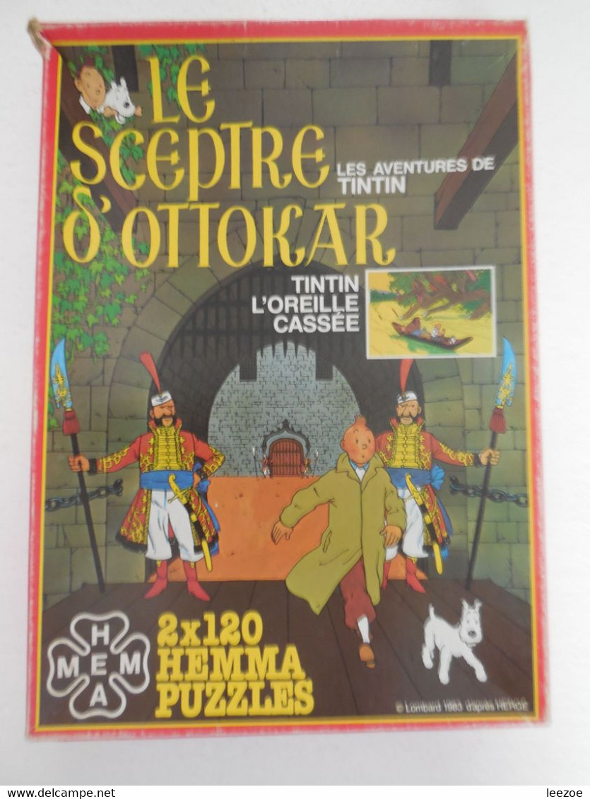 Hergé, 2 Boites PUZZLES TINTIN Le Sceptre D'Ottokar Avec L'oreille Cassée 1983 + Le Temple Du Soleil 1992........1B222 - Puzzles