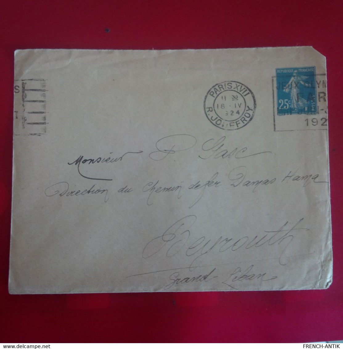 LETTRE PARIS POUR BEYROUTH 1924 - Covers & Documents