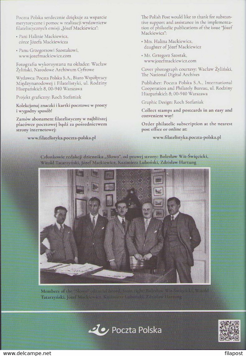 2022 Poland, Booklet / Józef Mackiewicz - Writer, Publicist, Anti-communist, Cavalryman, Polish-Bolshevik War / MNH** - Cuadernillos
