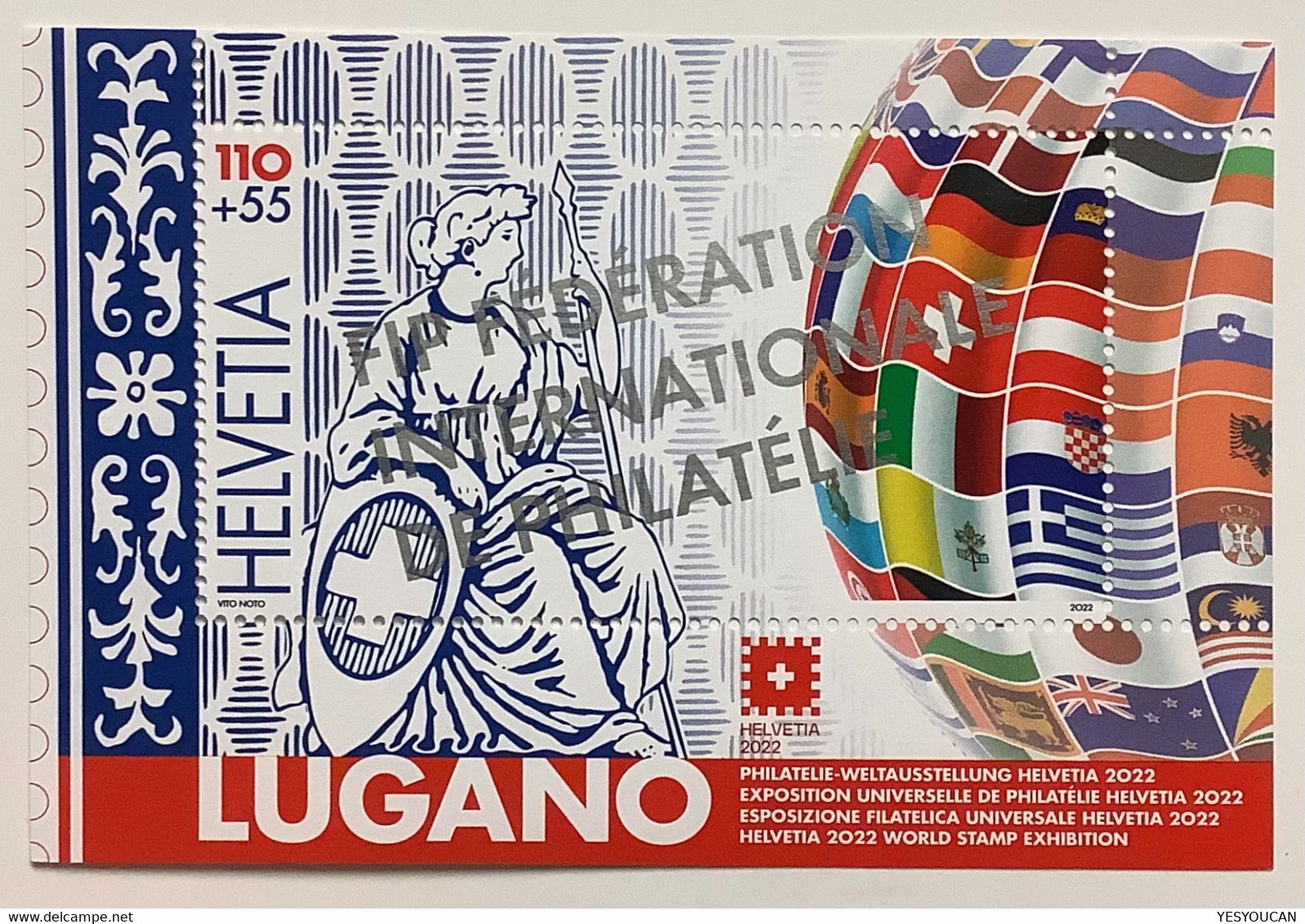 RARITÄT ! "FIP" AUFDRUCK Block  Weltausstellung Helvetia 2022 Lugano (Schweiz Rare Miniature Sheet Stamp Exhibition - Blocs & Feuillets