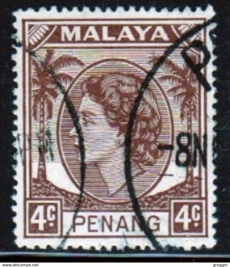 Malaya Penang 1954 Queen Elizabeth II Single 4c Stamp In Fine Used - Penang