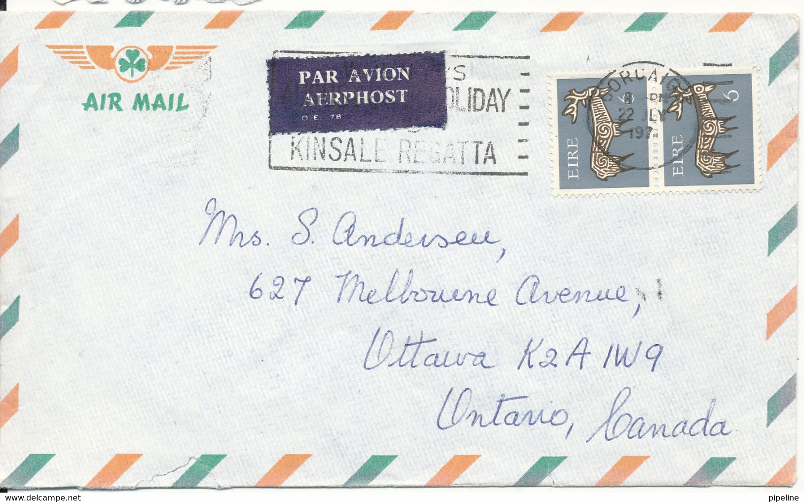 Ireland Air Mail Cover Sent To Canada 1971 ?? (the Cover Is Damaged On The Backside) - Luftpost