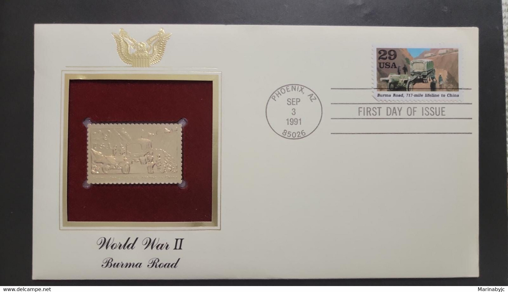 SO) 1991 USA, WWII BURMA ROAD, BURMA ROAD, 717 MILE LIFE LINE TO CHINA, FDC - 1991-2000