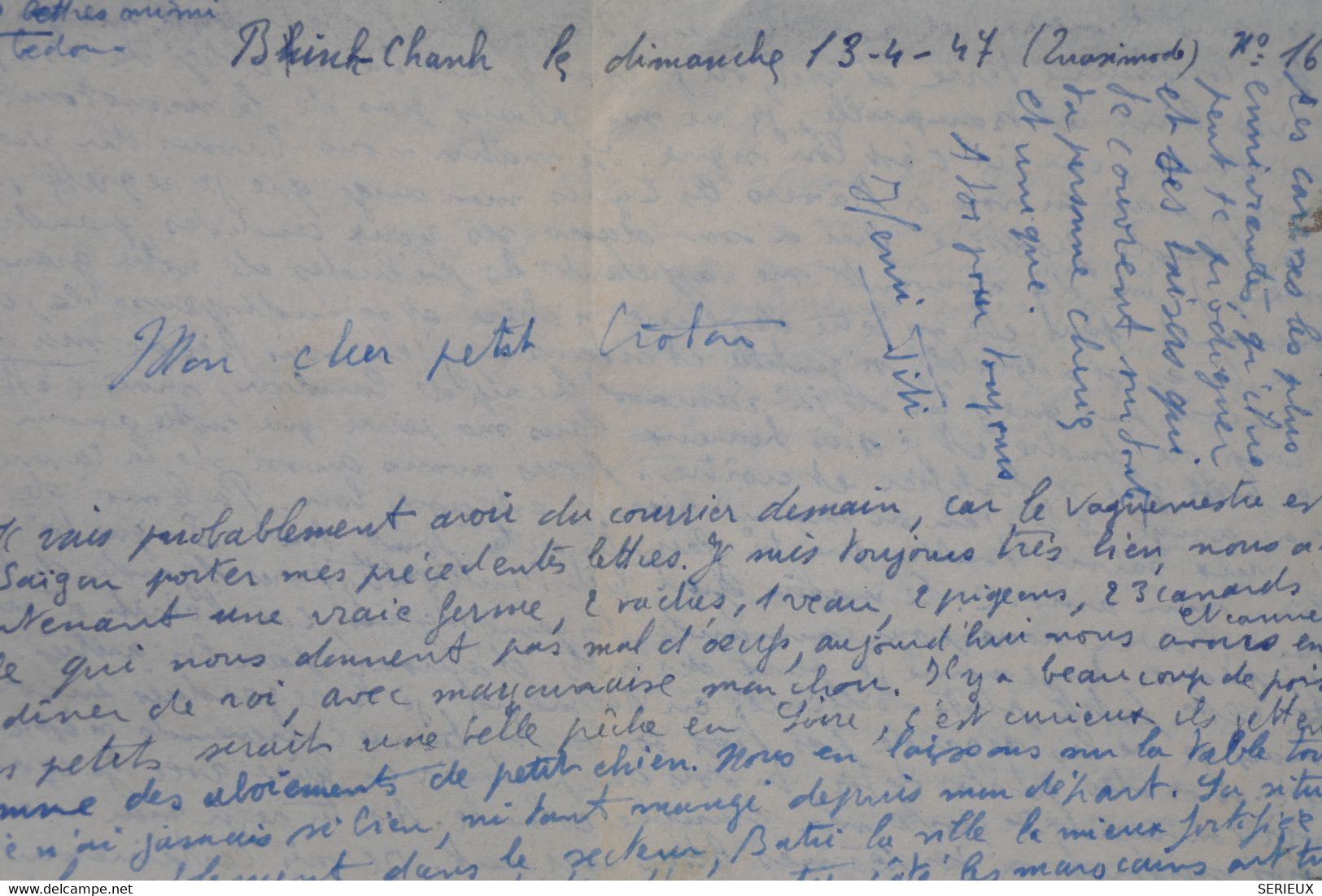 AV11 INDOCHINE  LETTRE D UNE PURE ARCHIVE DUMONT.TOUCHANT 1947 BLINK CHANK ? A  AMBOISE +TEMOIGNAGE + AFFR. INTERESSANT - Briefe U. Dokumente