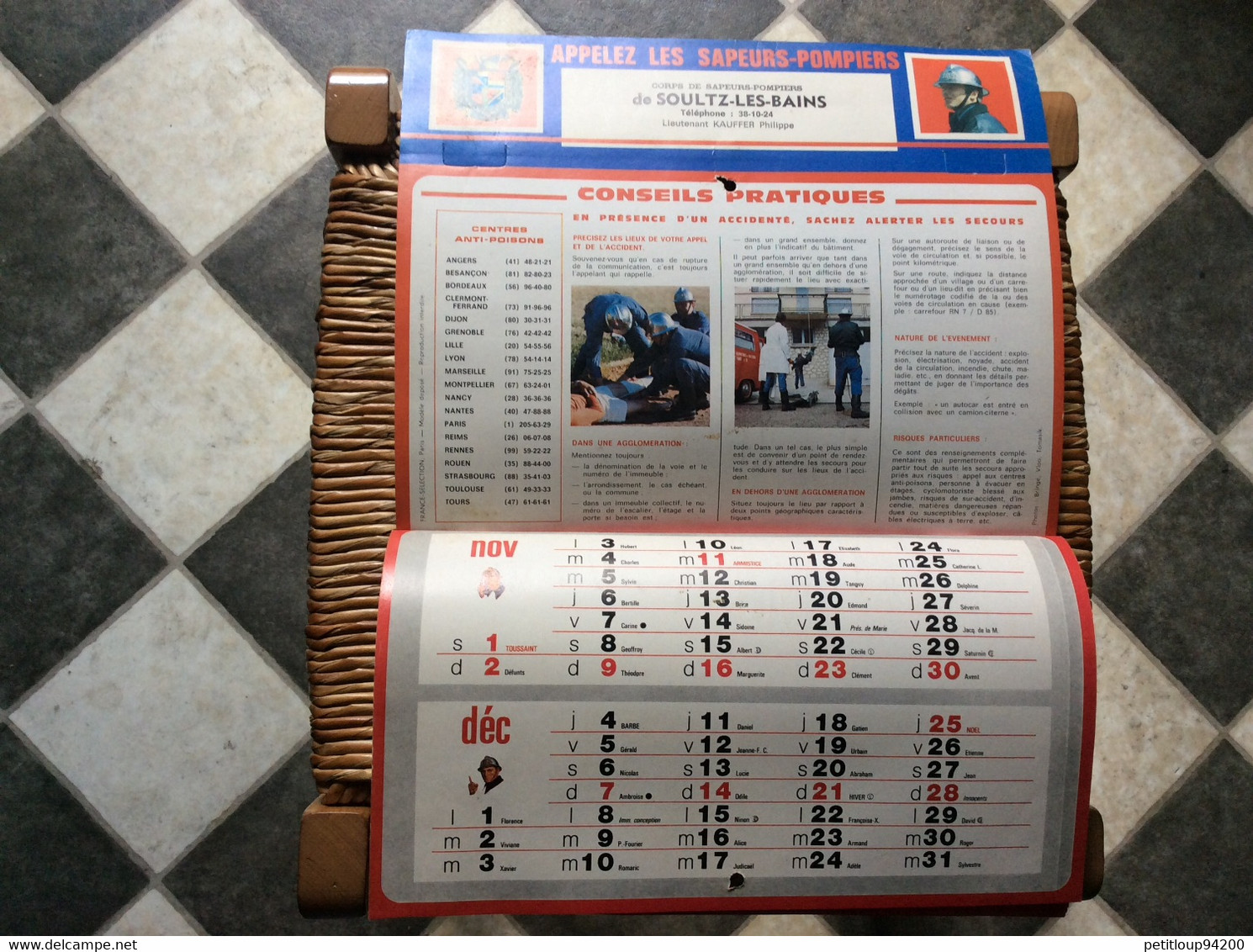 CALENDRIER-ALMANACH  Sapeurs-Pompiers  GRAND FORMAT  Ville  De St-MICHEL-sur-ORGE  Annee 1980 - Grand Format : 1971-80