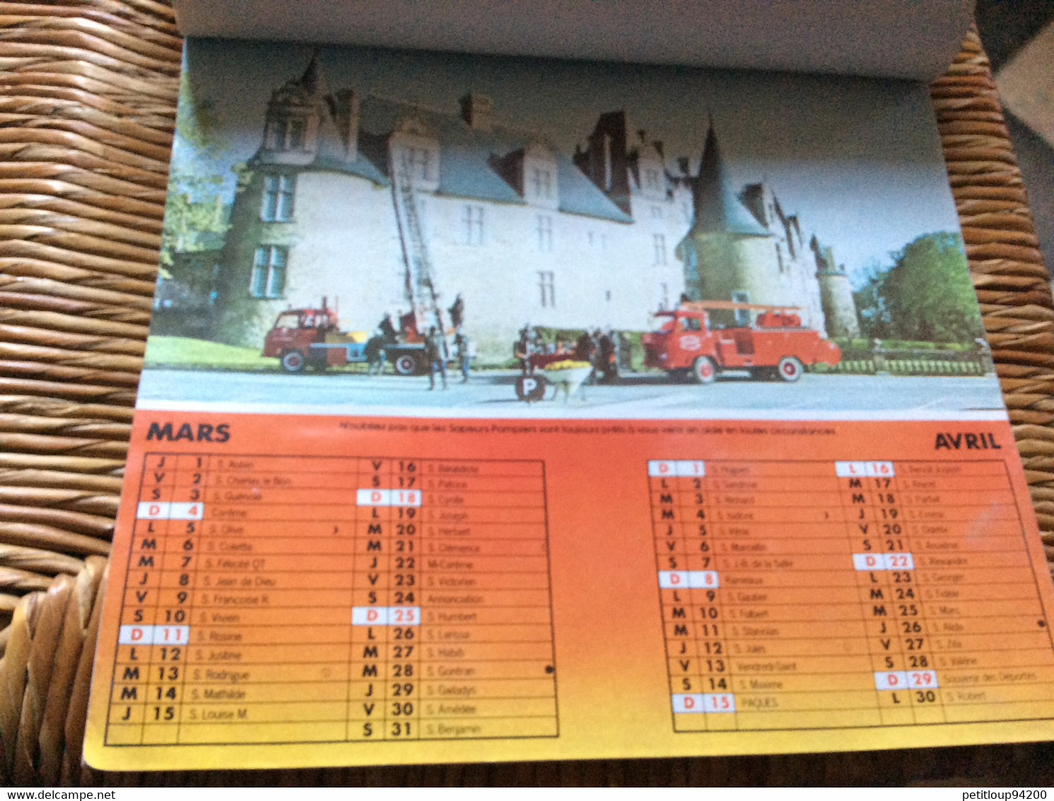 CALENDRIER-ALMÀNACH  Sapeurs-Pompiers  GRAND FORMAT  Ville De BIEVRES  Annee 1979 - Grand Format : 1971-80