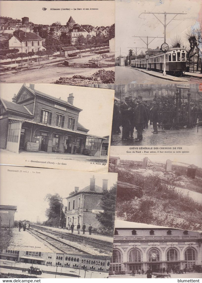 Lot 3014 De 10 CPA Gares Station Chemin De Fer Train Déstockage Pour Revendeurs Ou Collectionneurs - 5 - 99 Postcards