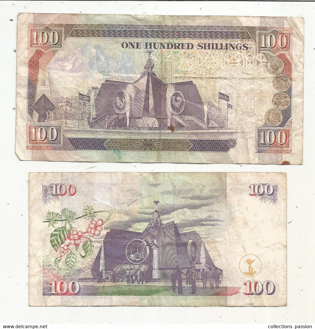 Billet, BANKI KUU YA KENYA , Central Bank Of KENYA, 100 Shillings  , 1989, 1997, Lot De 2 Billets, Frais Fr 1.85 E - Kenia