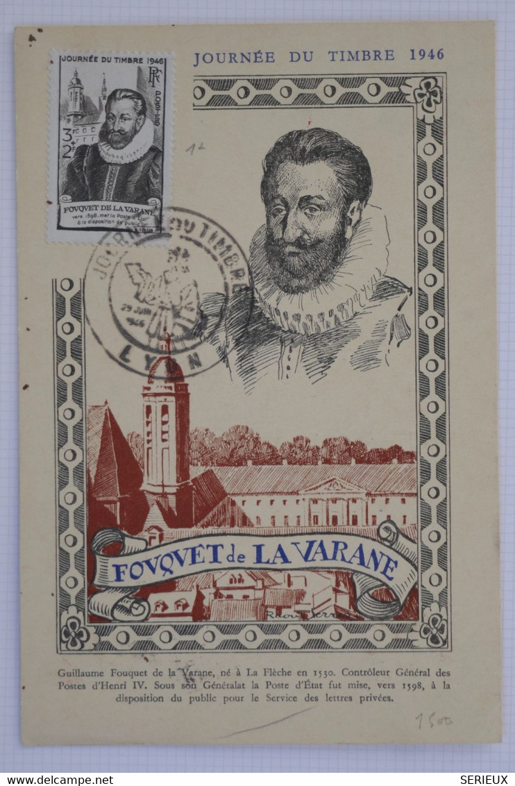 C1 FRANCE BELLE CARTE  1946 LYON VIGNETTE PROPAGANDE AERIENNE  +CACHET ROUGE +++ AFFRANCH. PLAISANT - 1960-.... Lettres & Documents