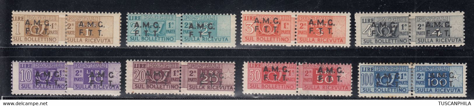 Trieste AMG-FTT Pacchi Postali Selezione Di 8 Valori Sasone MH* Cv 32 - Postal And Consigned Parcels