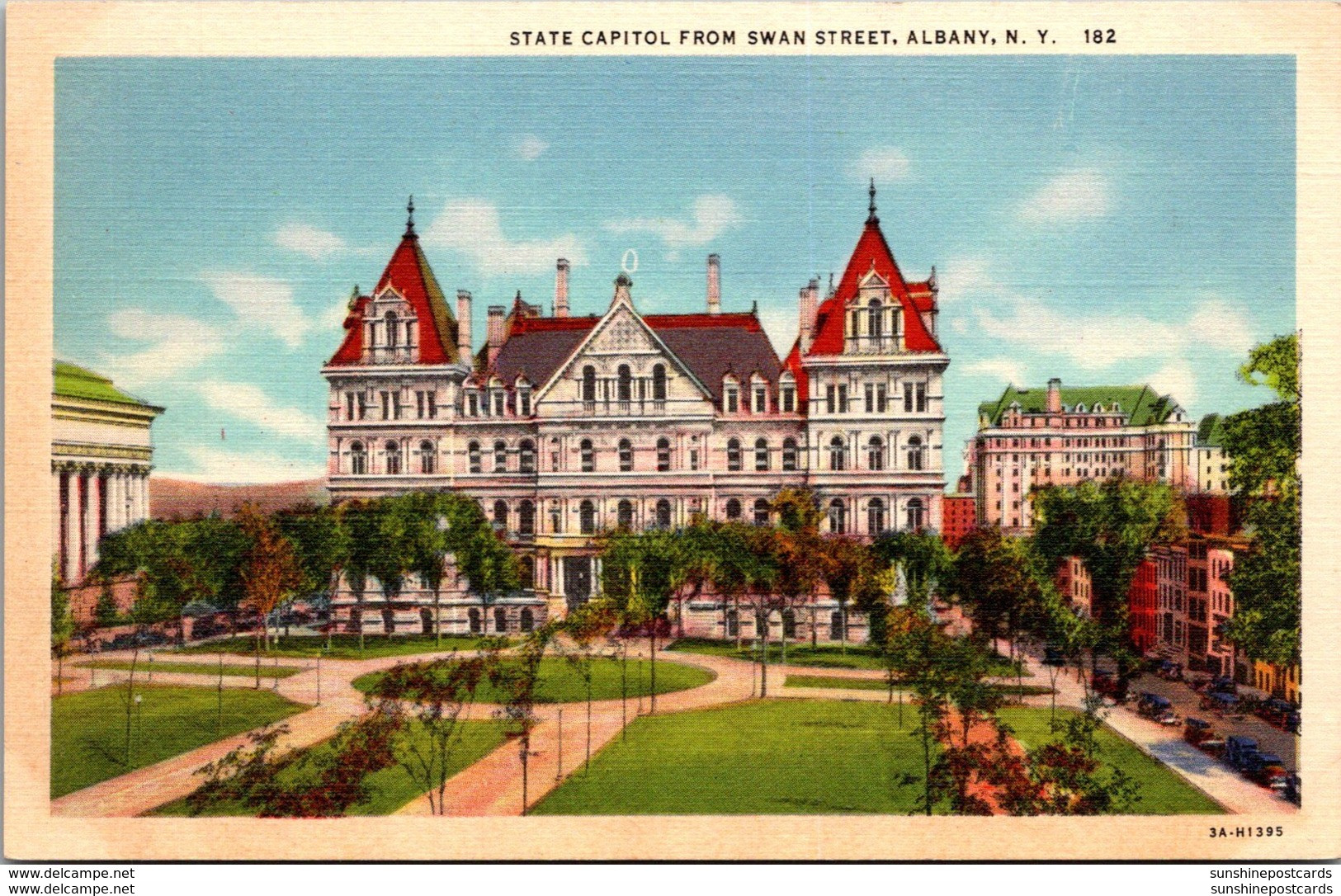 New York Albany The State Capitol Building From Swan Street Curteich - Albany