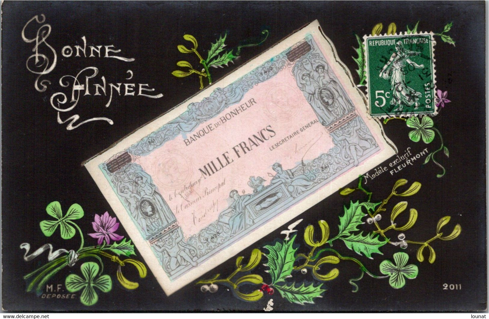 Banque Du BONHEUR - Mille Francs - Billet De Banque - Bonne Année Fleurmont Modèle Exclusif - Monnaies - Munten (afbeeldingen)