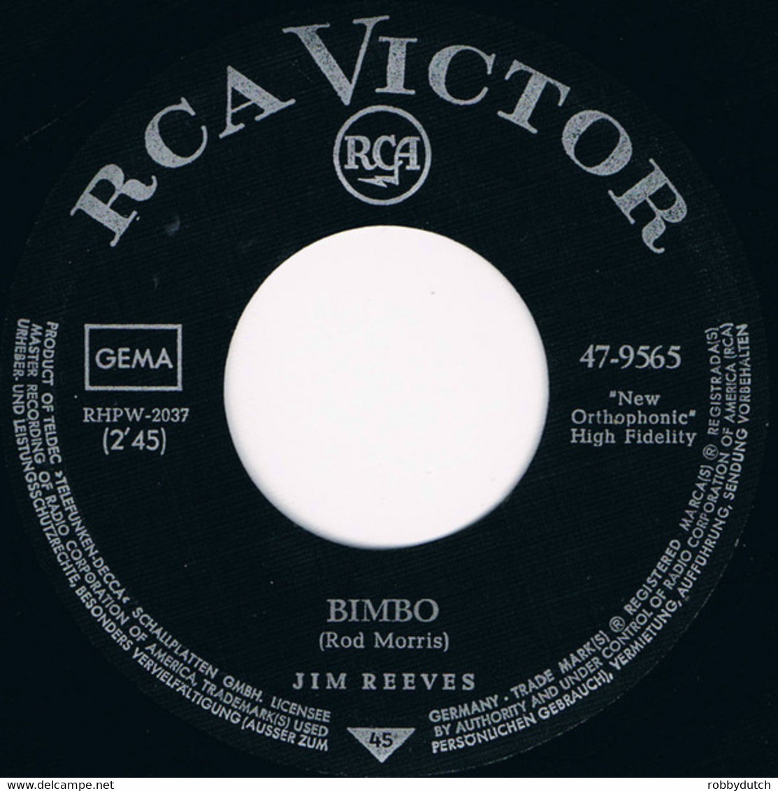 * 7" * JIM REEVES - BIMBO - Country & Folk