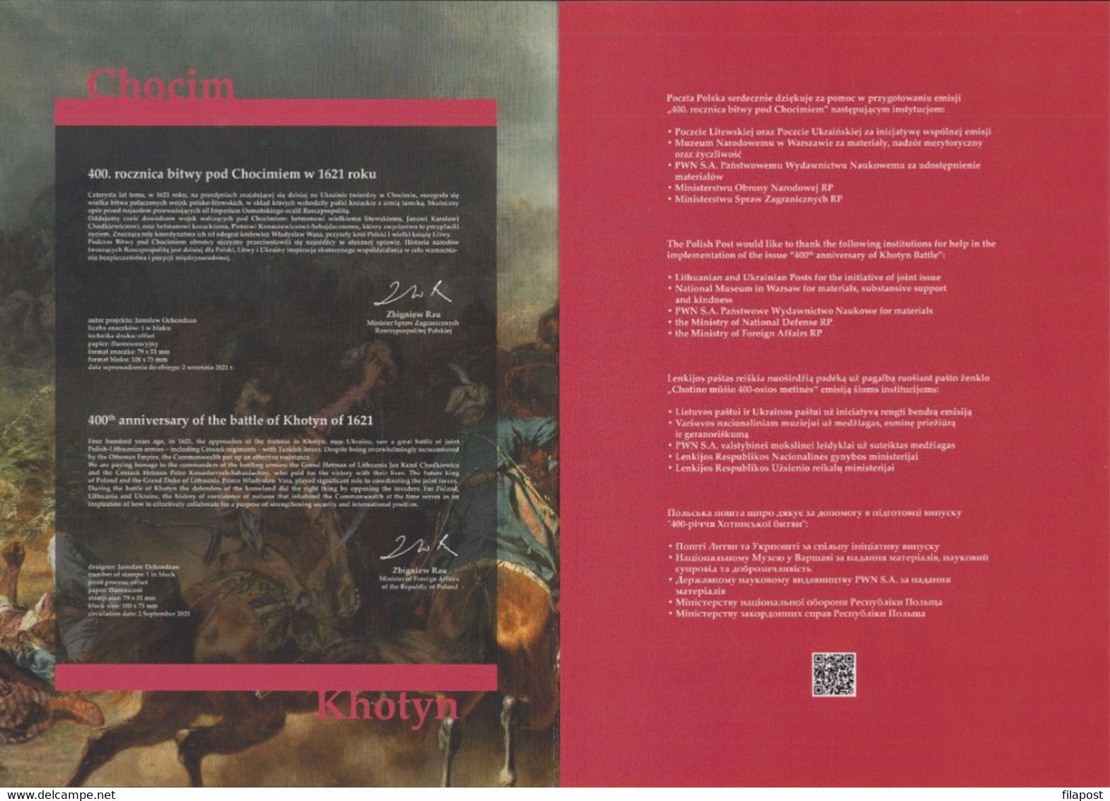Poland 2021 Booklet / 400th Anniversary Of The Battle Of Chocim, Józef Brandt Painting, Horses / Block MNH** New!! - Postzegelboekjes