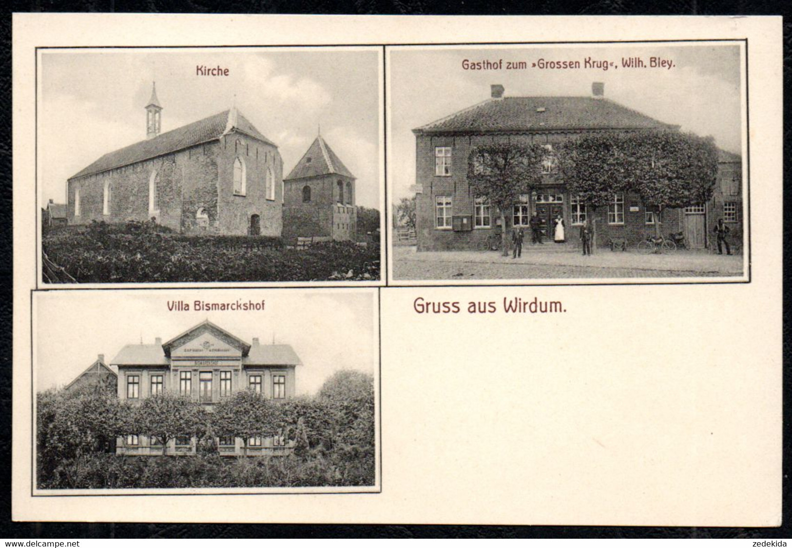 F6901 - TOP Wirdum Gruß Aus - Gasthof Zum Großen Krug Bismarckhof Kirche - Verlag Rolf & Co Hannover - Aurich