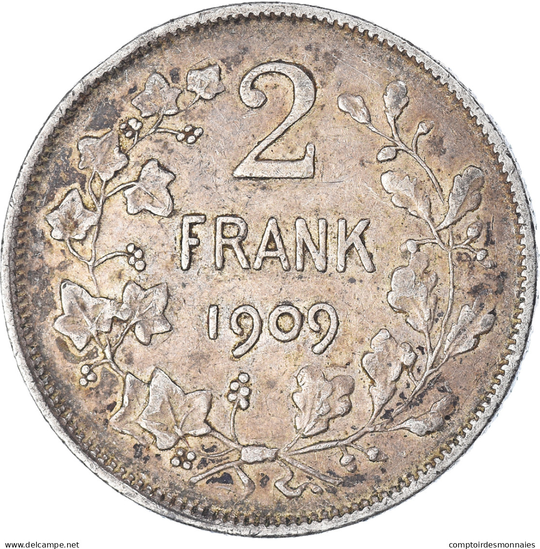 Monnaie, Belgique, Leopold II, 2 Francs, 2 Frank, 1909, Bruxelles, TB+, Argent - 2 Frank