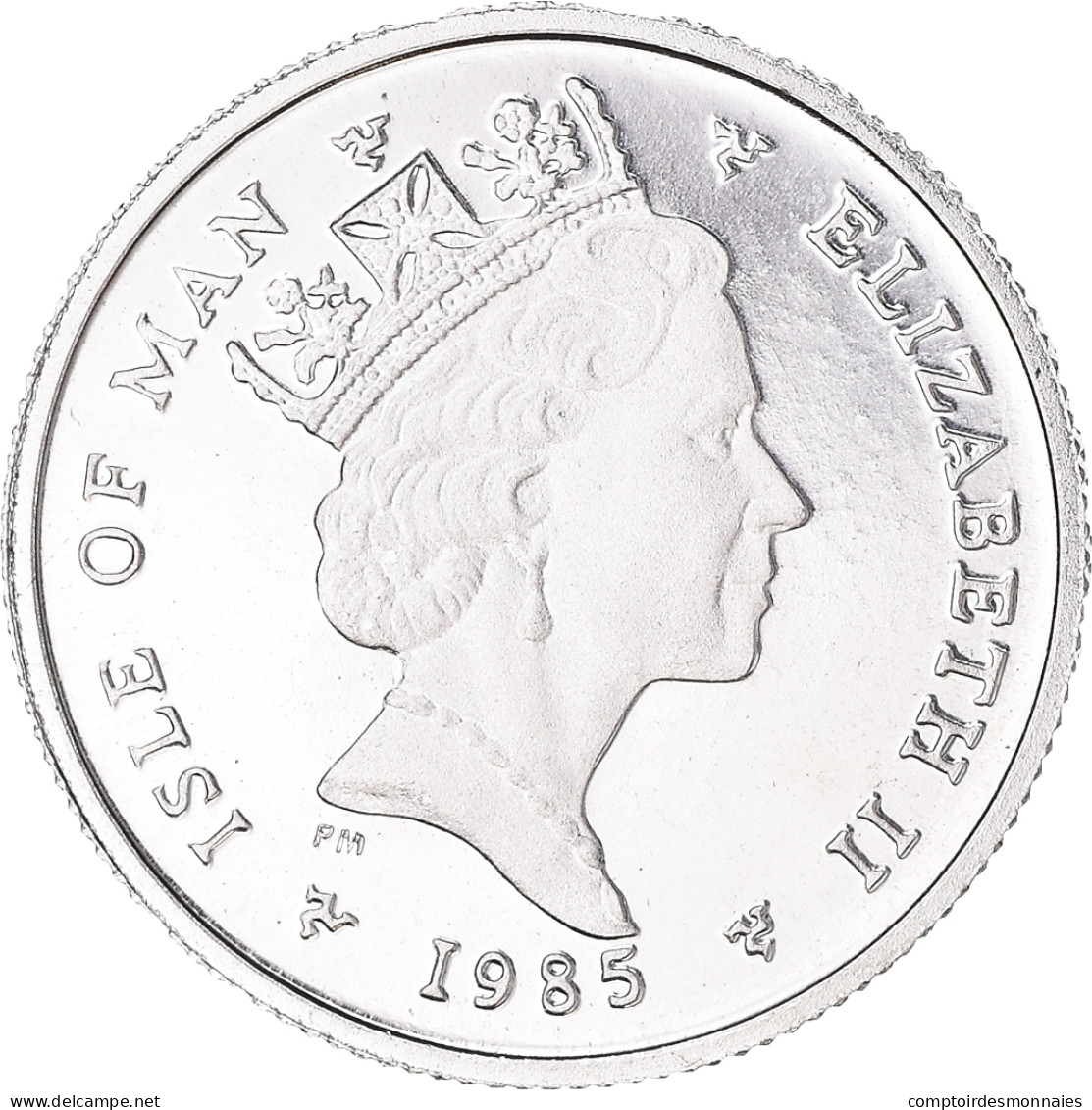 Monnaie, Île De Man, Elizabeth II, 1/10 Noble, 1985, Proof, FDC, Platinum - Isle Of Man