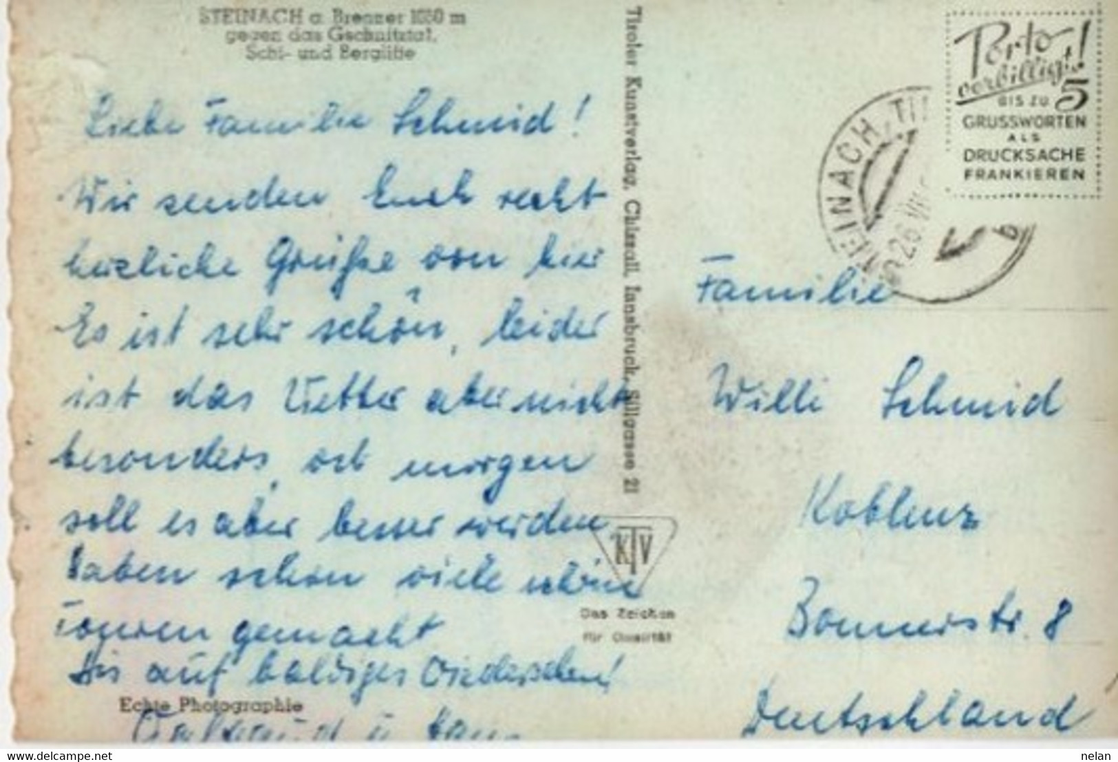 STEINACH A BRENNER GEGEN DAS GSCHNITZTAL SCHI UND BERGLIFTE - F.G - STORIA POSTALE - Steinach Am Brenner