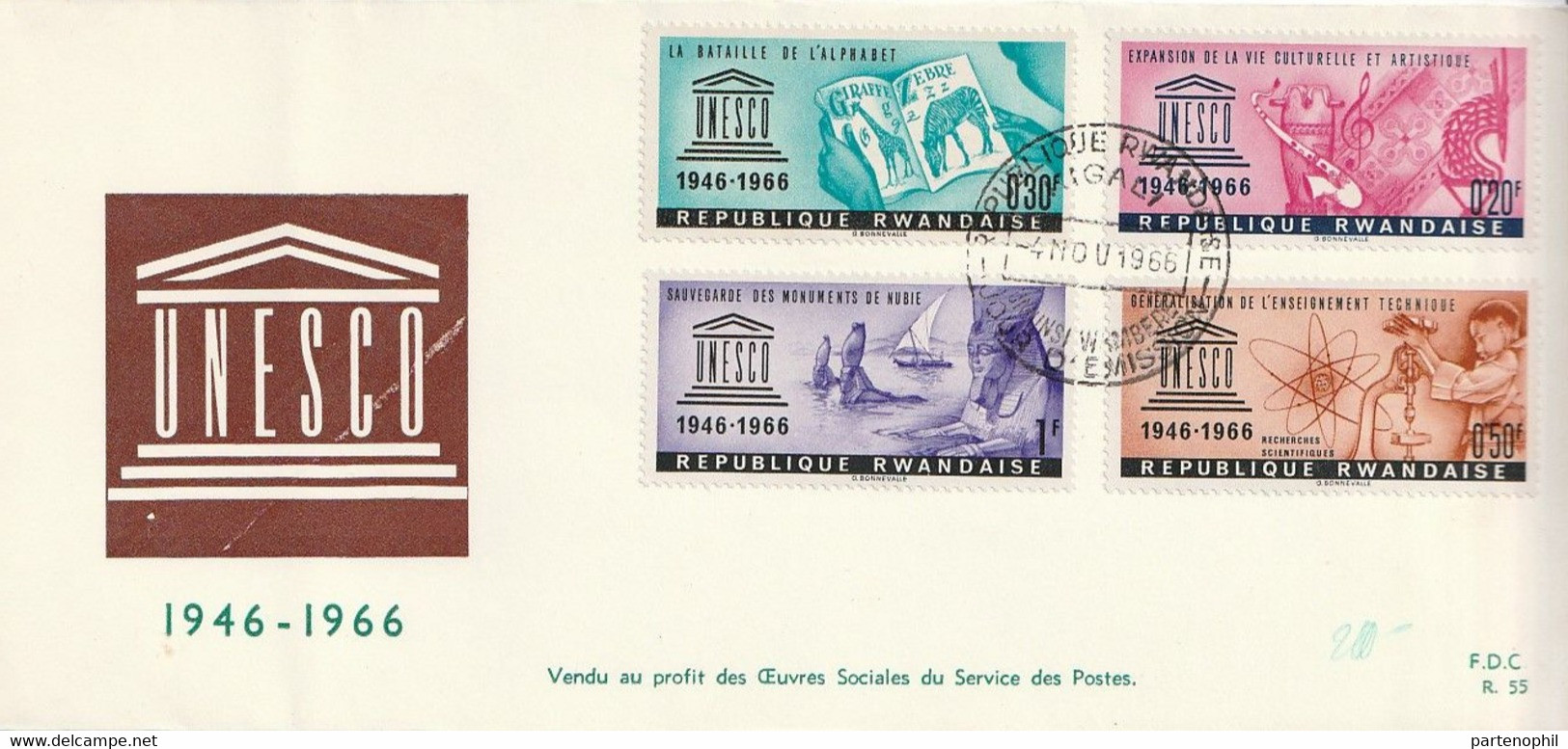 Rwanda  - Annullo 1966 Republique Rwandaise Unseco 1946 - 1966   Letter  Lettera  Brief Envelope - 1962-1969