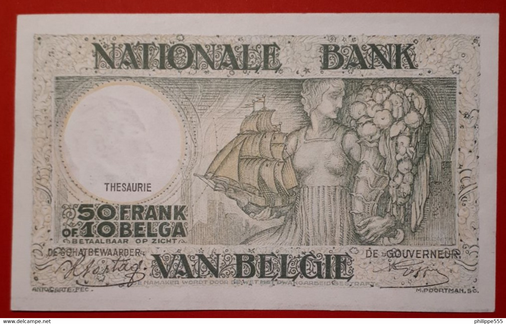 10 Belgas - 50 Francs 03-01-44 Variant - Other & Unclassified
