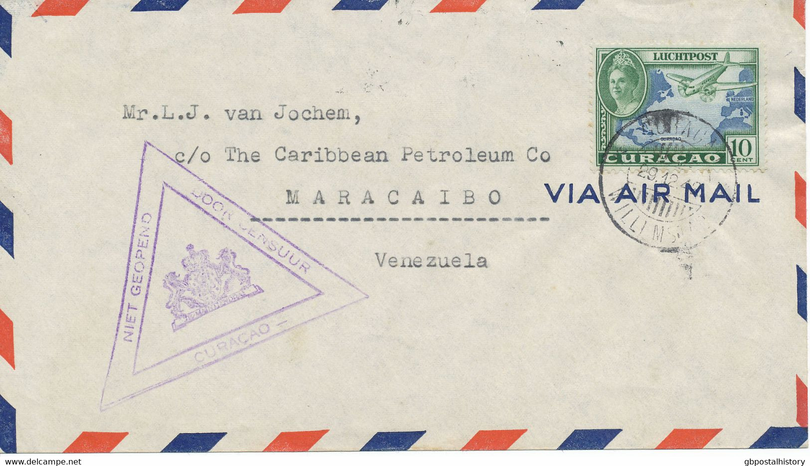 CURACAO - NIEDERLÄNDISCHE ANTILLEN 1942 10 C. Als EF Kab.-Lupo-Bf Von   "Willemstad" N. "Maracaibo" (Venezuela) ZENSUR - West Indies