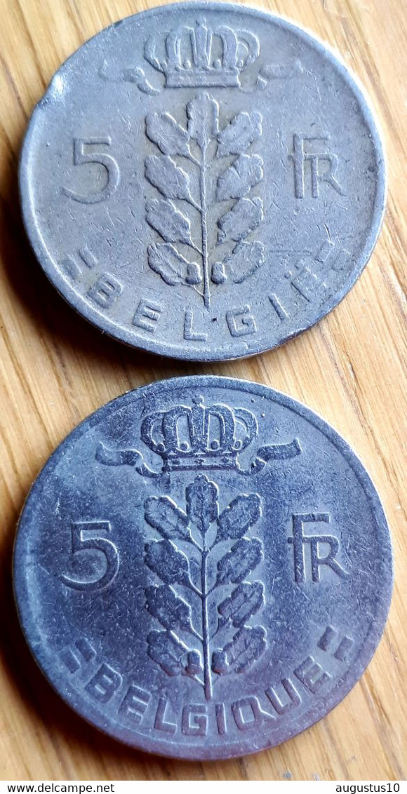 2 X BELGIË : SCHAARSE 5 FRANK 1961 VL + FR - 5 Francs