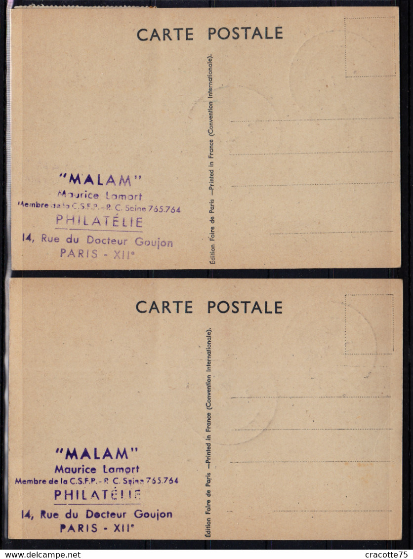 FRANCE - Salon De La Philatélie - Foire De Paris - 12 Octobre 1942. Les 2 Cartes. - Briefmarkenmessen