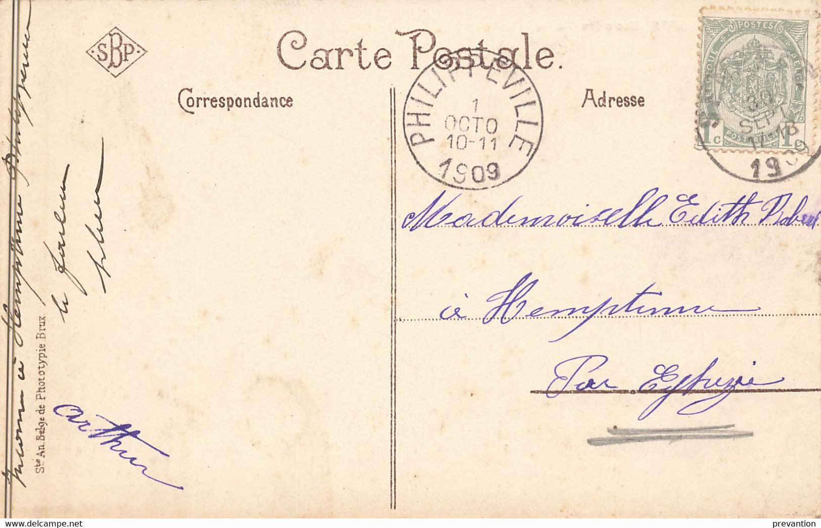 SENEFFE - Ecole Des Soeurs - Carte Bleutée Et Circulé En 1909 - Seneffe