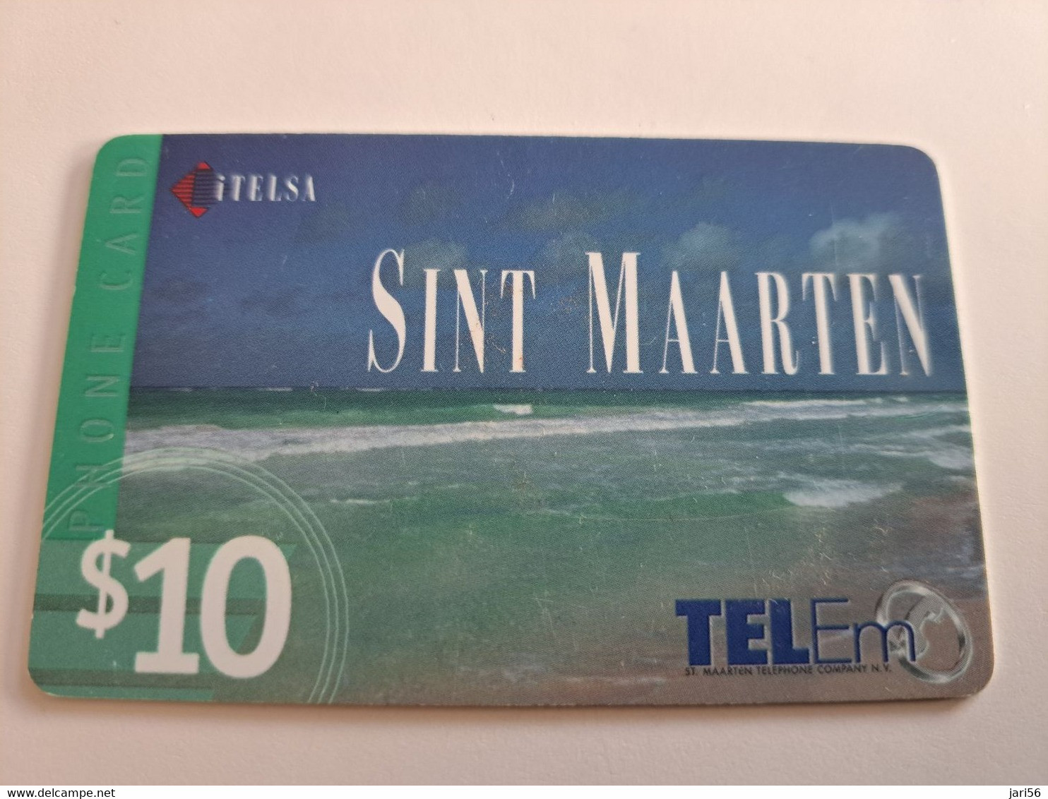 St MAARTEN $10,-  PREPAID /  ST MAARTEN TEL EM Beach Itelsa  **9685** - Antilles (Neérlandaises)