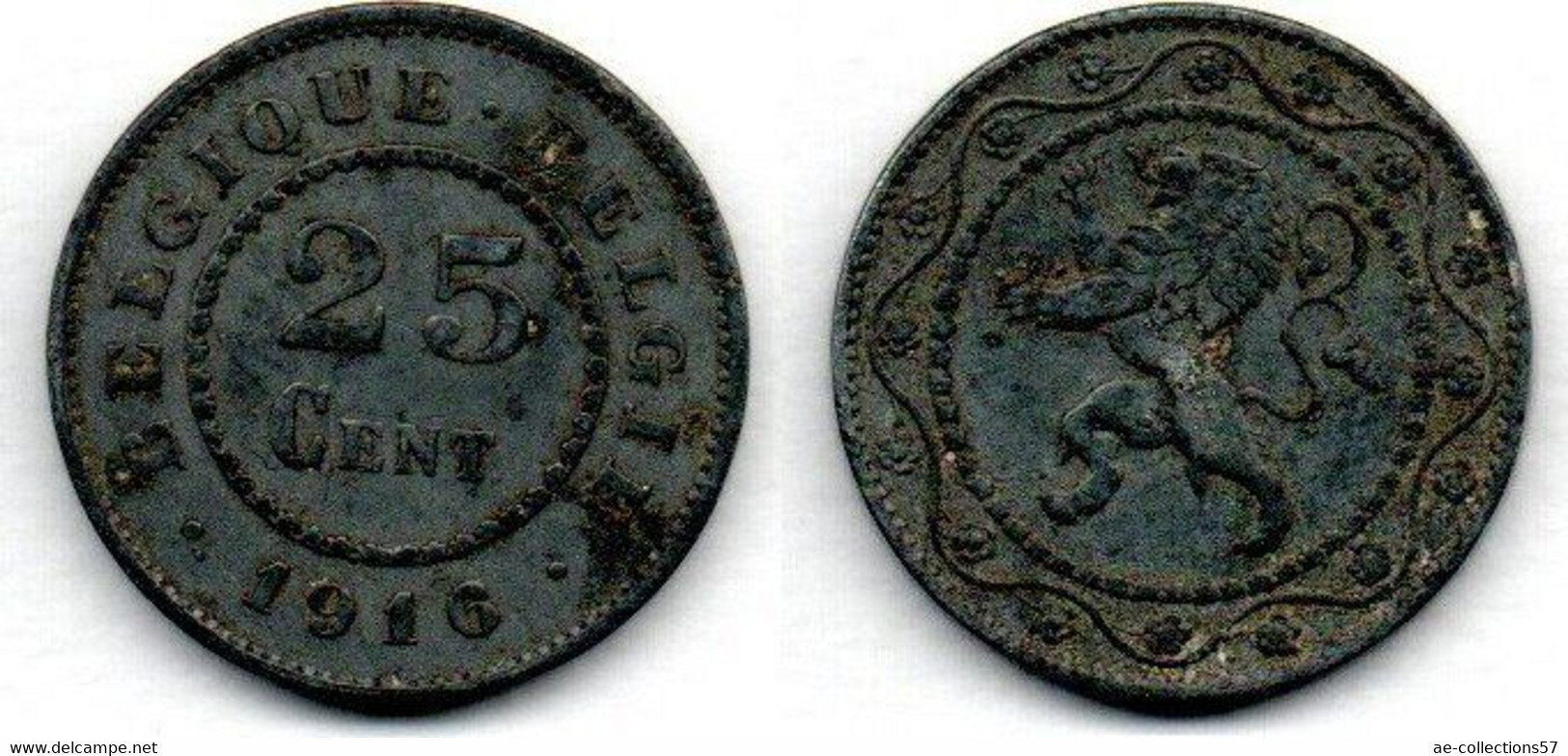 Belgique -  25 Centimes 1916 TTB - 50 Frank