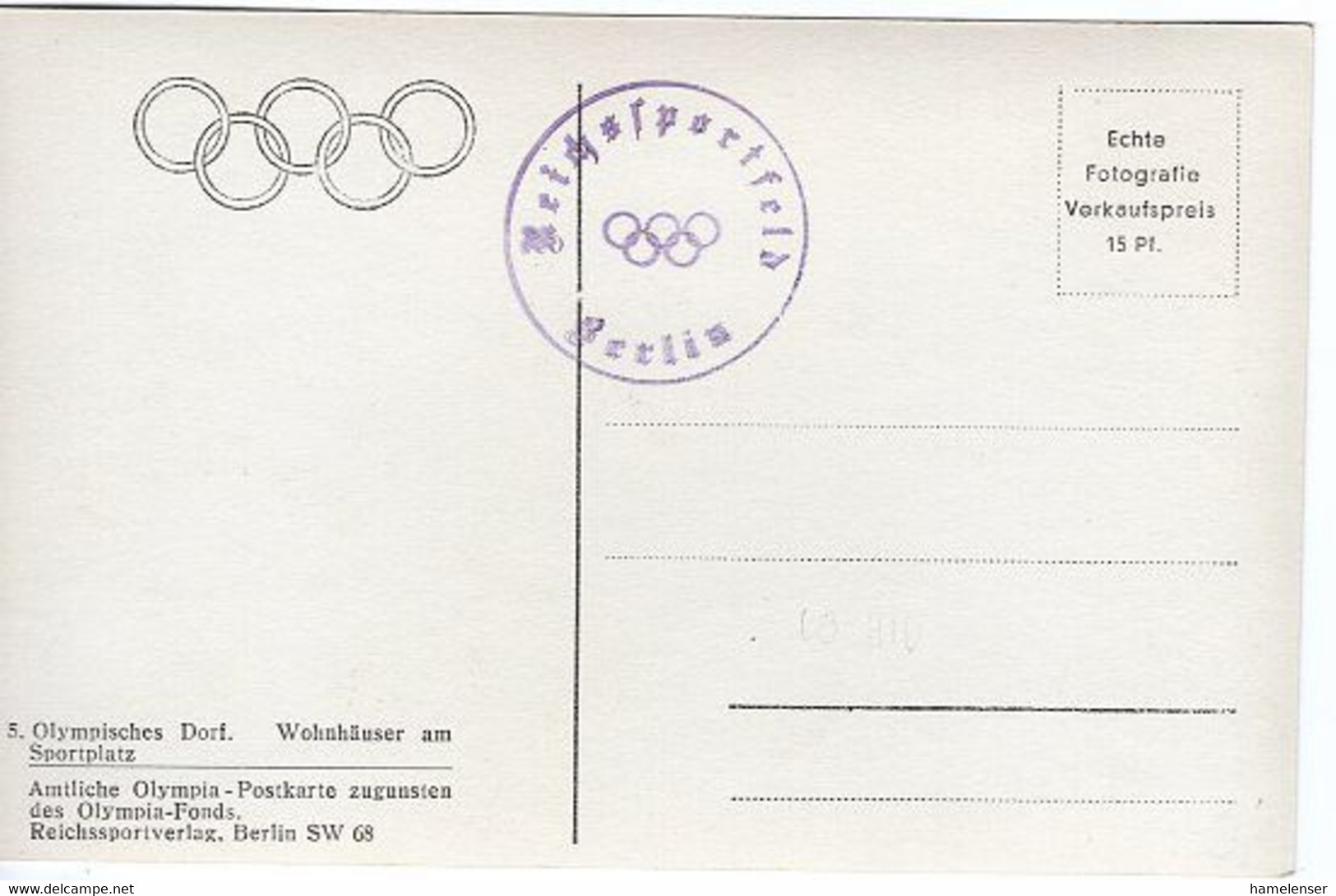 52287 - Deutsches Reich - 1936 - Olympisches Dorf, Ungebraucht - Olympische Spiele